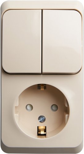 Блок накладной Systeme Electric Этюд розетка 1-м.+выключатель 2-кл. кремовый картинка